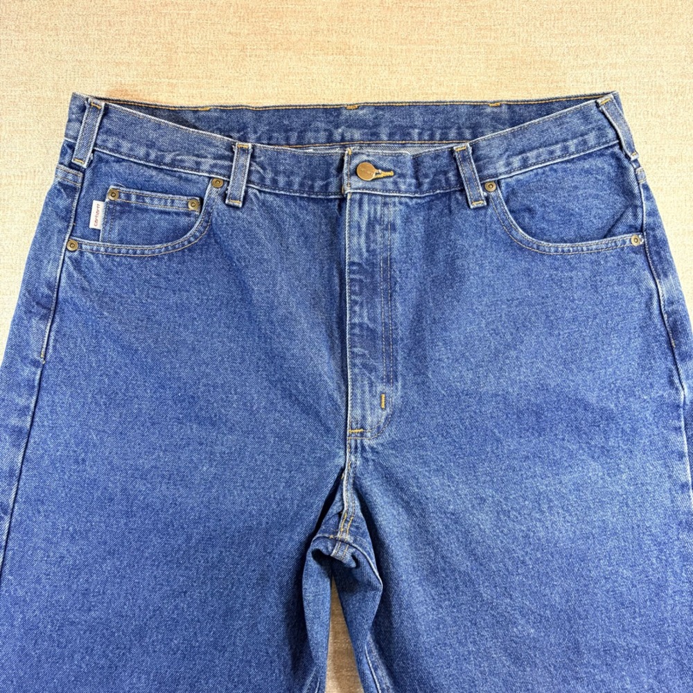 Carhartt B18 DST Traditional Fit Jeans Mens 40x32 Dark Stone Blue Denim Workwear - Picture 9 of 16